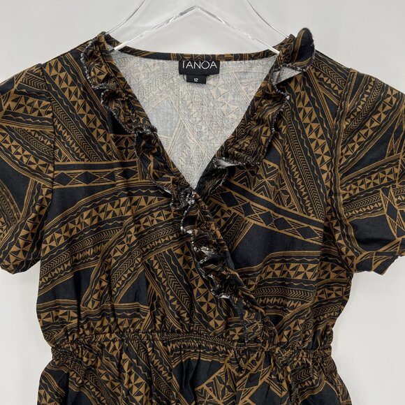 Tanoa‎ Girl's Hawaiian Tribal Dress Kids Size 10 Samoa Polynesian Ruffle Cotton - Picture 2 of 10